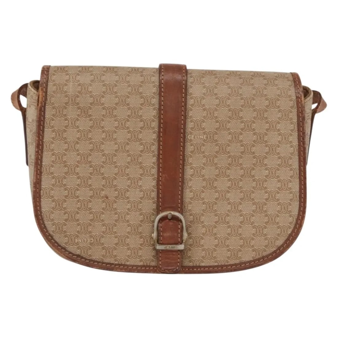 Celine Vintage Macadam Shoulder Bag Beige Canvas Leather: Celine Vintage Macadam Shoulder Bag Beige Canvas Leather Vintage Celine Macadam bag in beige canvas with leather trim. This piece shows honest vintage wear throughout, including surface deformations, 