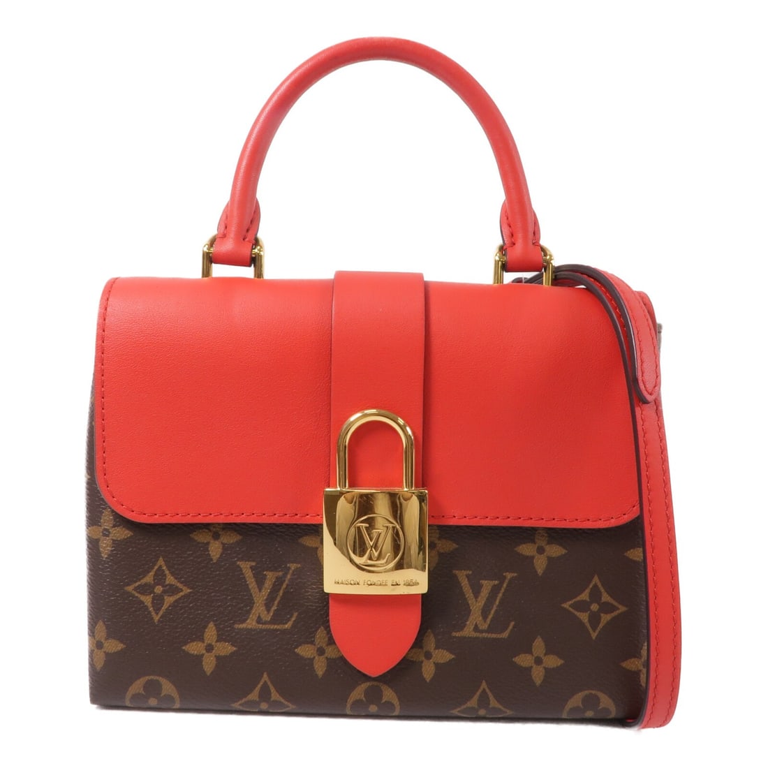 Louis Vuitton Locky BB Monogram Shoulder Bag M44322 Brown Red: Louis Vuitton Locky BB Monogram Shoulder Bag M44322 Brown Red The Locky BB shoulder bag is presented in Brown/Red with a monogram and PVC coated canvas construction. It features a magnetic pocket, an 