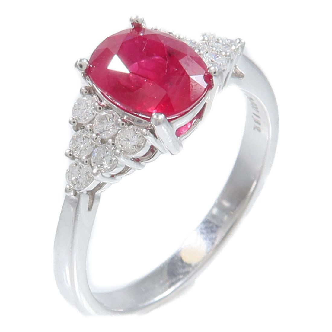 Pt900 Platinum Ruby Diamond Ring US 6.25 (1 of 9)