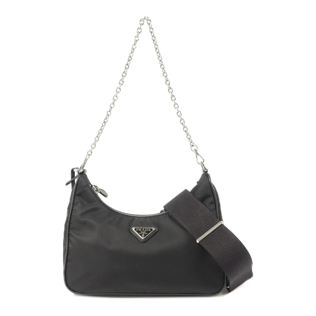 PRADA Re-Edition 2005 Nylon Chain Shoulder Bag Black 1BH204 (1 of 18)