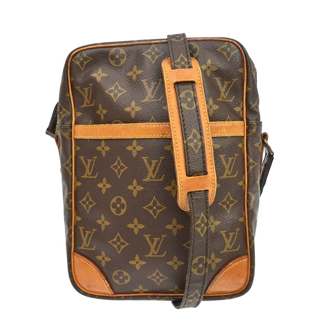 Louis Vuitton Danube MM Monogram Crossbody Bag M45264: Louis Vuitton Danube MM Monogram Crossbody Bag M45264 Vintage Louis Vuitton Danube MM shoulder bag in brown Monogram canvas with leather trim. This crossbody style features a zip closure, adjustable s