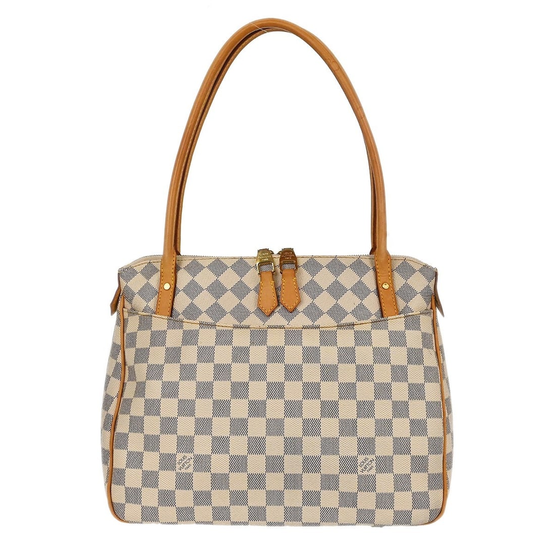 Louis Vuitton Figeri PM Crossbody Bag Damier Azur N41176: Louis Vuitton Figeri PM Crossbody Bag Damier Azur N41176 Vintage Louis Vuitton Figeri PM shoulder bag in Damier Azur canvas with leather trim and a zip closure. Designed with a brown crossbody strap, 