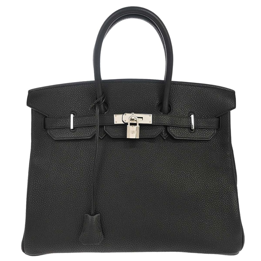 Hermes Birkin 35 Black Taurillon Clemence Leather Satchel: Hermes Birkin 35 Black Taurillon Clemence Leather Satchel A HERMES Birkin 35 handbag in black Taurillon Clemence leather, presented in a satchel/top handle style with double handles and a turnlock clo