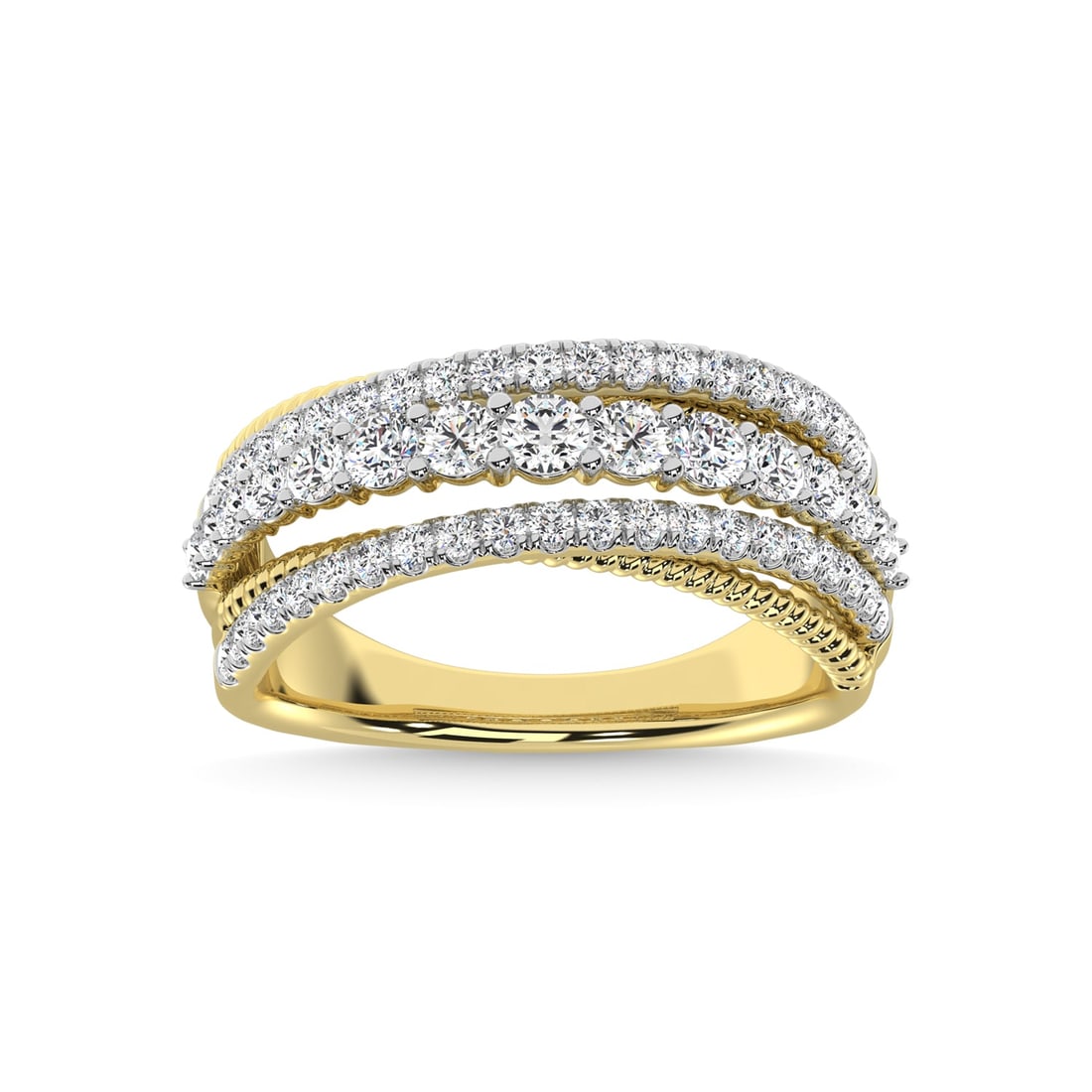 14K Two Tone Diamond 1 Ct.Tw. Fashion Ring: 14K Two Tone Diamond 1 Ct.Tw. Fashion Ring 14k Two Tone Stone Color: G-h Stone Clarity: Si3 Each ring is presented in standard size 6.5. Complimentary resizing is available between sizes 510 (in 1/4 i