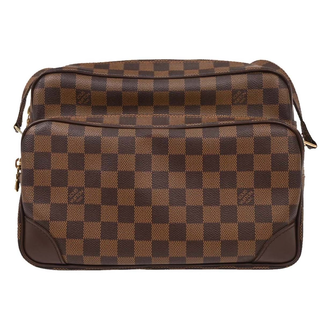 Louis Vuitton Nile Crossbody Bag Damier Ebene N48062: Louis Vuitton Nile Crossbody Bag Damier Ebene N48062 Louis Vuitton Nile shoulder bag in Damier canvas and leather with an Ebene brown exterior. This medium bag features a zip closure, adjustable cross