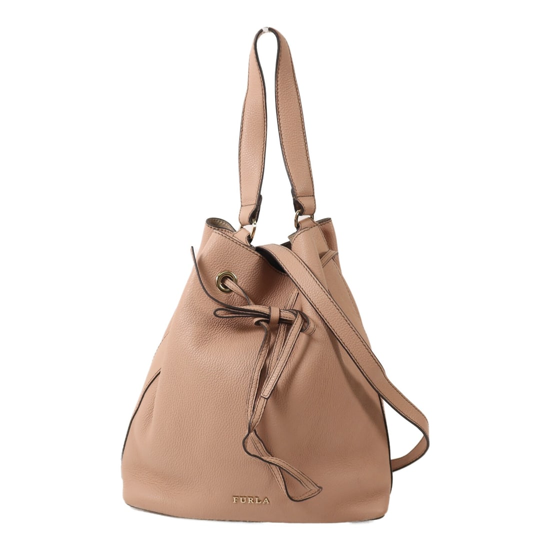 Furla Pink Calfskin 2 Way Shoulder Bag with Strap: Furla Pink Calfskin 2 Way Shoulder Bag with Strap This Furla 2-way shoulder bag is crafted from calfskin leather in pink. It features a regular size, a shoulder strap, and one inside open pocket. Made