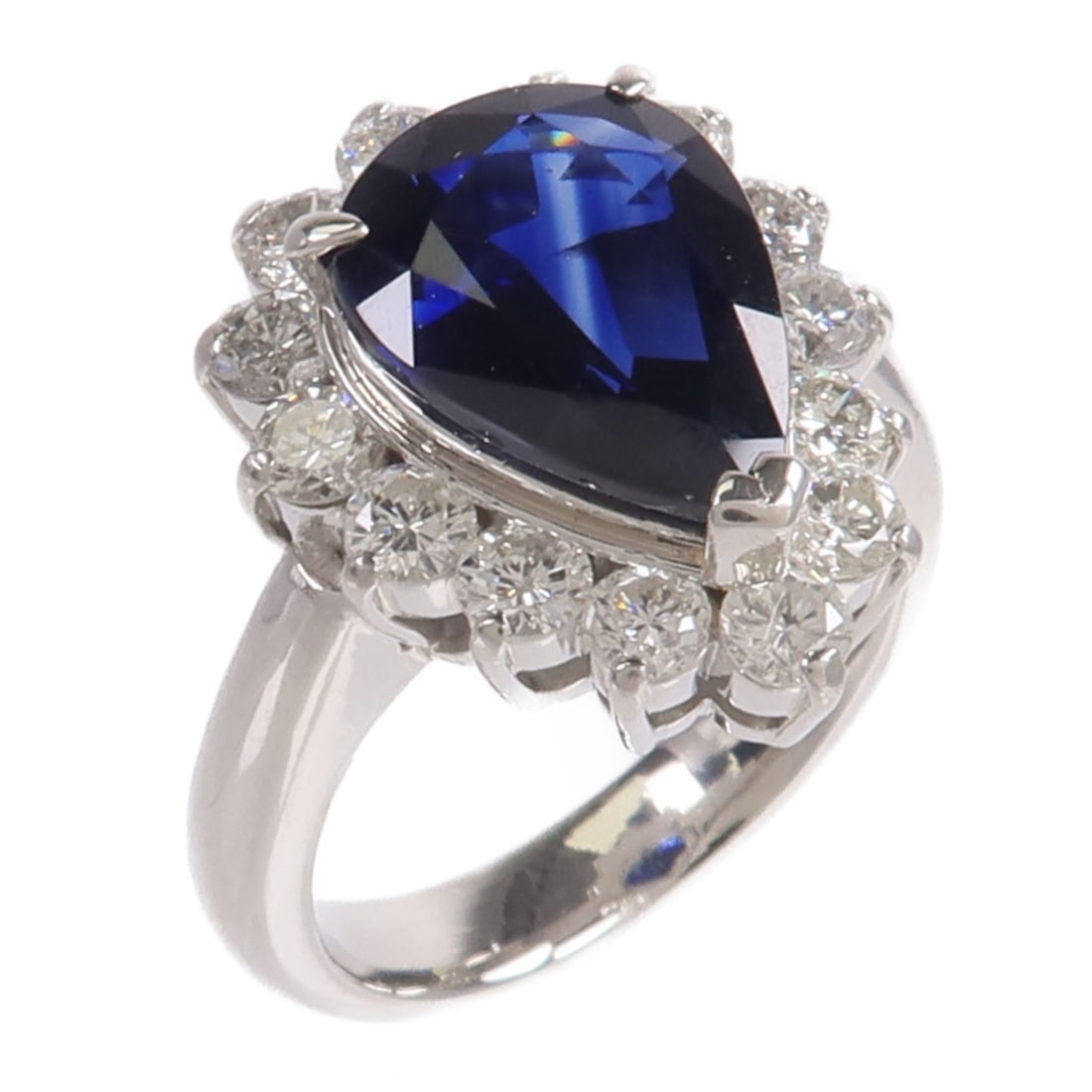 Pt900 Platinum Sapphire Diamond Ring Size 6.25 Blue Clear: Pt900 Platinum Sapphire Diamond Ring Size 6.25 Blue Clear A women's ring in Pt900 platinum with sapphire and diamond accents. The piece is described as blue and clear, with a very good condition ratin
