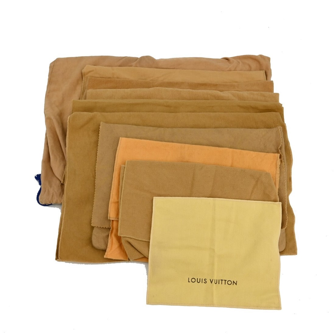 Set of 10 Louis Vuitton Cotton Dust Bags Brown Beige: Set of 10 Louis Vuitton Cotton Dust Bags Brown Beige Set of 10 authentic Louis Vuitton dust bags in brown and beige 100% cotton. These unisex dustbags show overall signs of use with reasonable wear an