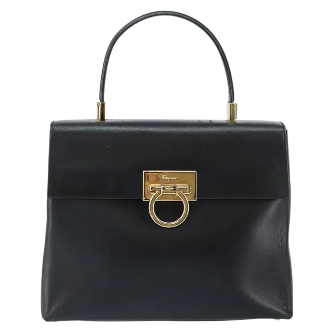 Black Leather Top Handle Bag Salvatore Ferragamo Gancini Convertible: Black Leather Top Handle Bag Salvatore Ferragamo Gancini Convertible Salvatore Ferragamo Gancini Convertible Top Handle bag in black leather, designed for women. Made in Italy, this model features a c