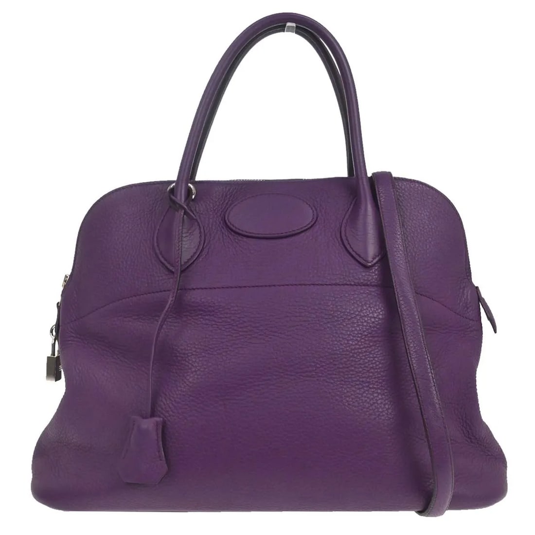 Hermes Bolide Purple Leather Handbag 36cm: Hermes Bolide Purple Leather Handbag 36cm Hermes Bolide handbag for women in purple leather. The bag is made of Taurillon leather and measures 36 cm x 28 cm x 15 cm. Condition is noted as good, with l