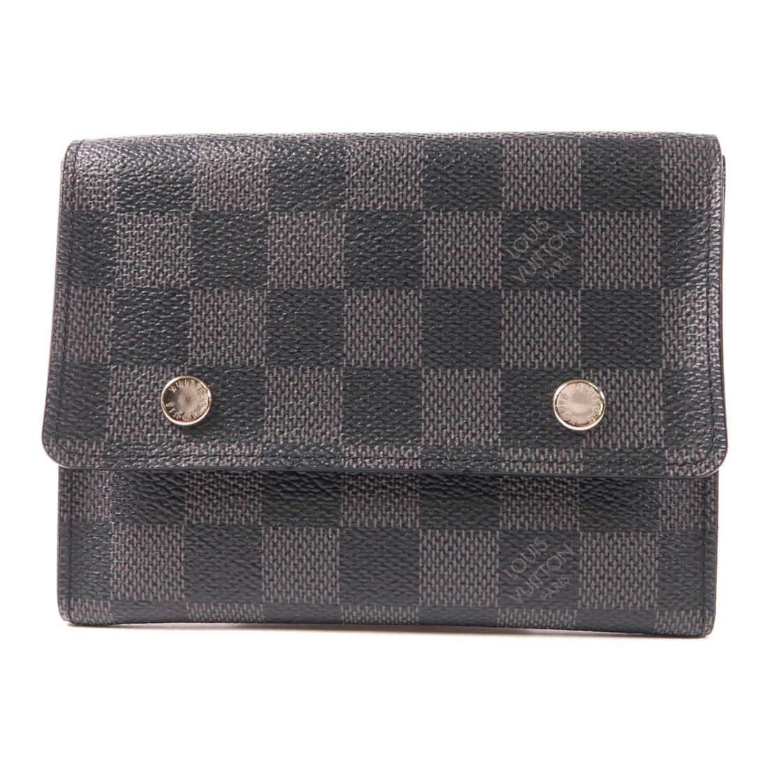 Louis Vuitton N60255 Alpha Triple Pouch Damier Graphite Wallet: Louis Vuitton N60255 Alpha Triple Pouch Damier Graphite Wallet Louis Vuitton Alpha Triple Pouch N60255 in Damier Graphite Grey/Black, presented as a bi-fold wallet style accessory. It is made from Dam