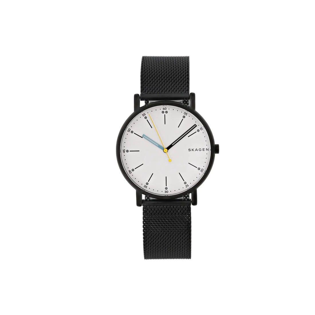 Skagen Signature Quartz Watch Black Mesh Band White Dial SKW6376: Skagen Signature Quartz Watch Black Mesh Band White Dial SKW6376 This Skagen Signature wristwatch combines a sleek black ion-plated mesh band with a striking white sunburst dial, making it an ideal ac