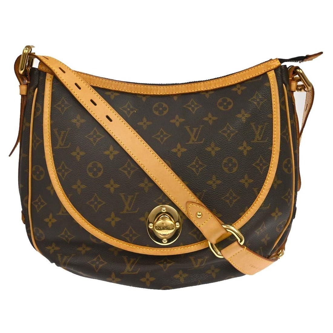 Louis Vuitton Tulum GM Monogram Shoulder Bag M40075 Brown: Louis Vuitton Tulum GM Monogram Shoulder Bag M40075 Brown Louis Vuitton Tulum GM shoulder bag in brown Monogram canvas with leather trim and a zip closure. This women's large bag features a top handle