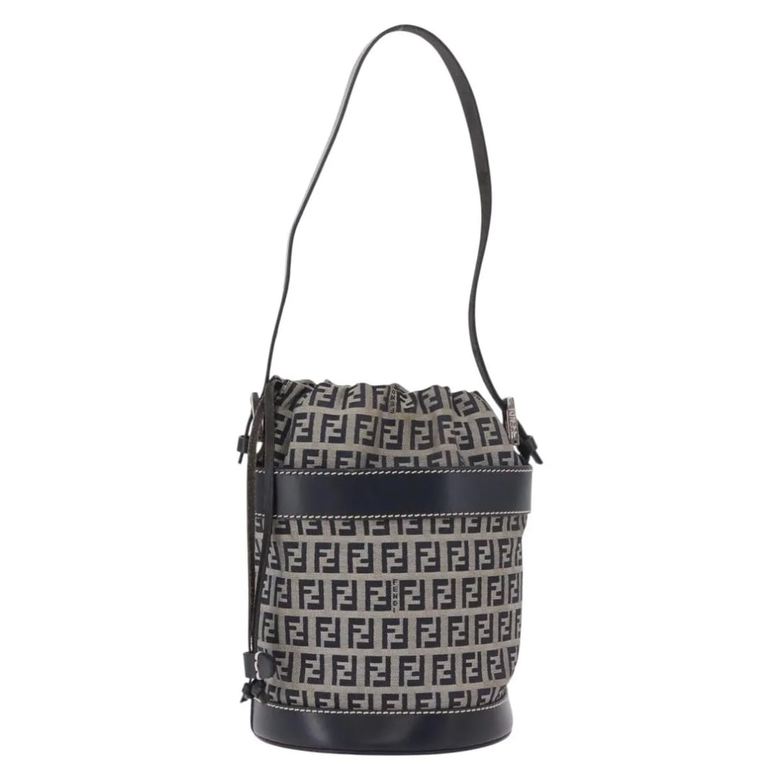 Fendi Zucchino Navy Canvas Shoulder Bag: Fendi Zucchino Navy Canvas Shoulder Bag Fendi Zucchino canvas bag in navy. This item shows visible wear and remains intact with no structural parts missing. Noted condition details include an out-of-s