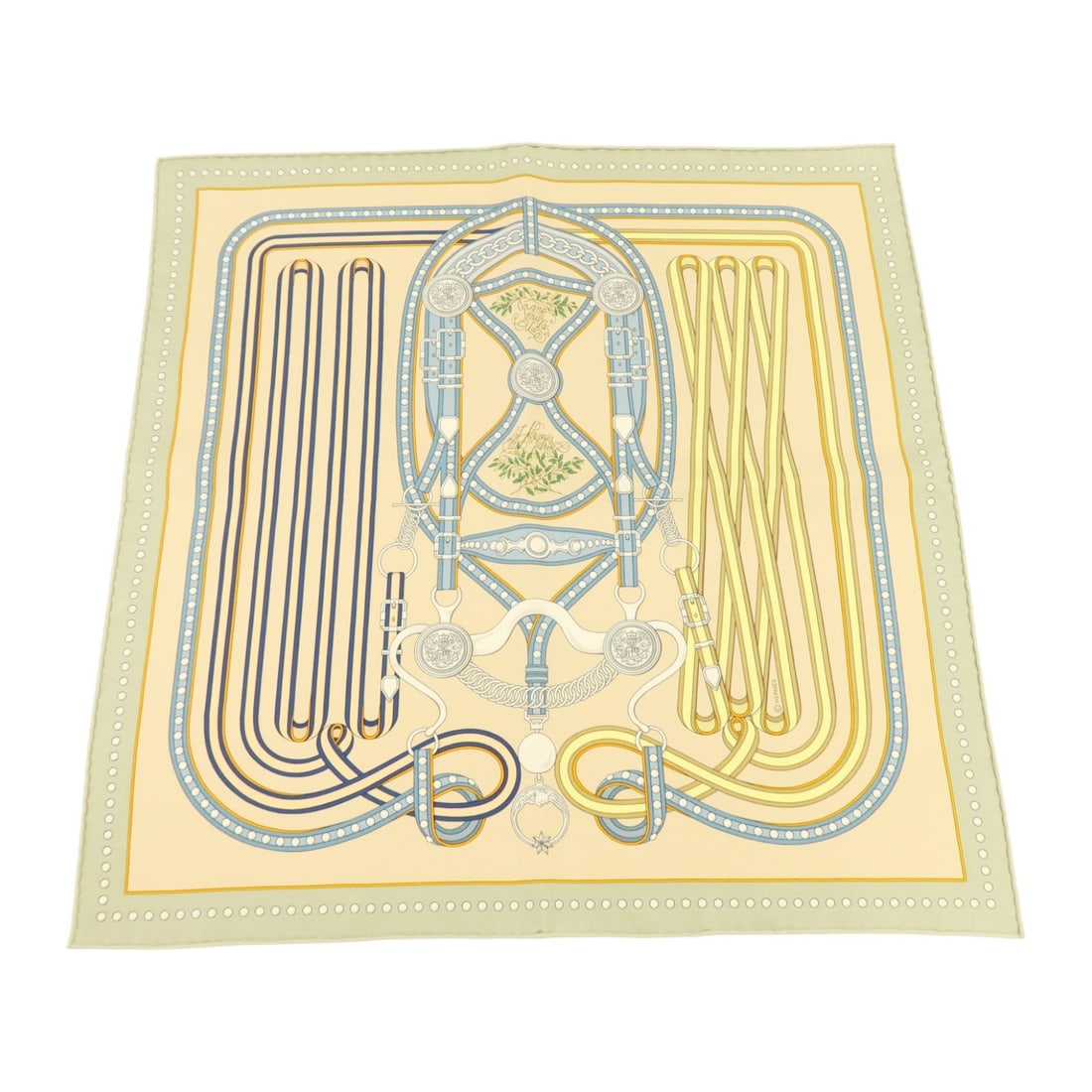 Hermes Silk Scarf 42x42cm Green Beige Blue Multicolor: Hermes Silk Scarf 42x42cm Green Beige Blue Multicolor A Hermes silk scarf in green, beige, blue, and multicolor tones. It is a women's regular-size scarf measuring 42 cm x 42 cm and comes with a stora