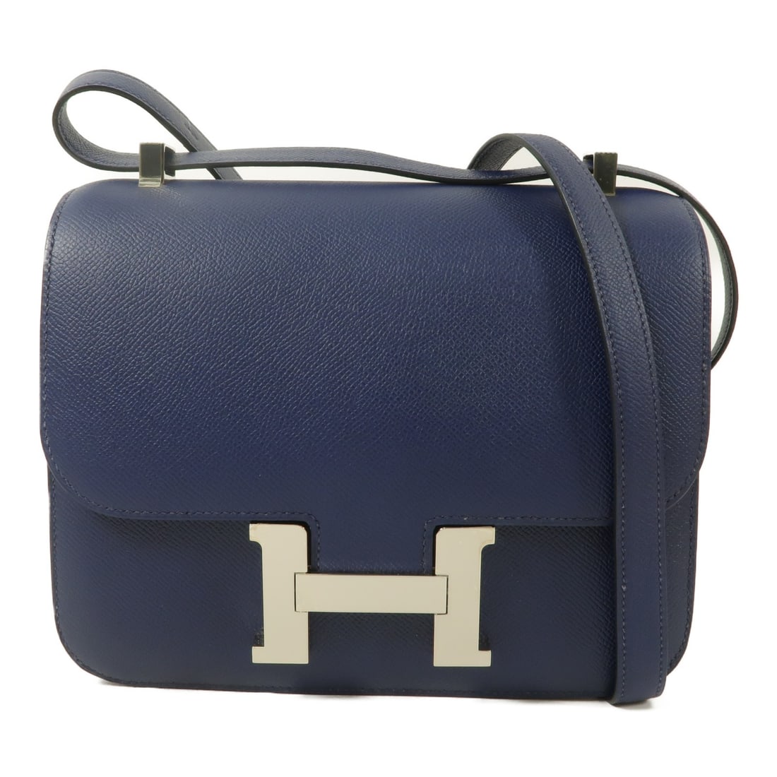 Hermes Constance 24 Epsom Calfskin Shoulder Bag Bleu Saphir PHW: Hermes Constance 24 Epsom Calfskin Shoulder Bag Bleu Saphir PHW Hermes Constance 24 shoulder bag in Bleu Saphir, made from Epsom leather and calfskin (cowhide). It features a flap closure, one open in