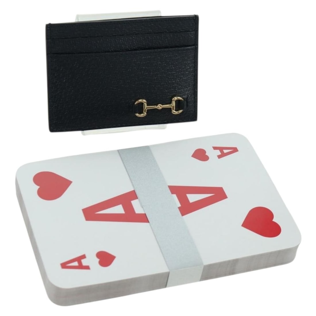 Gucci Horsebit Leather Card Case with Playing Cards Black 700469 Italy (1 of 18)