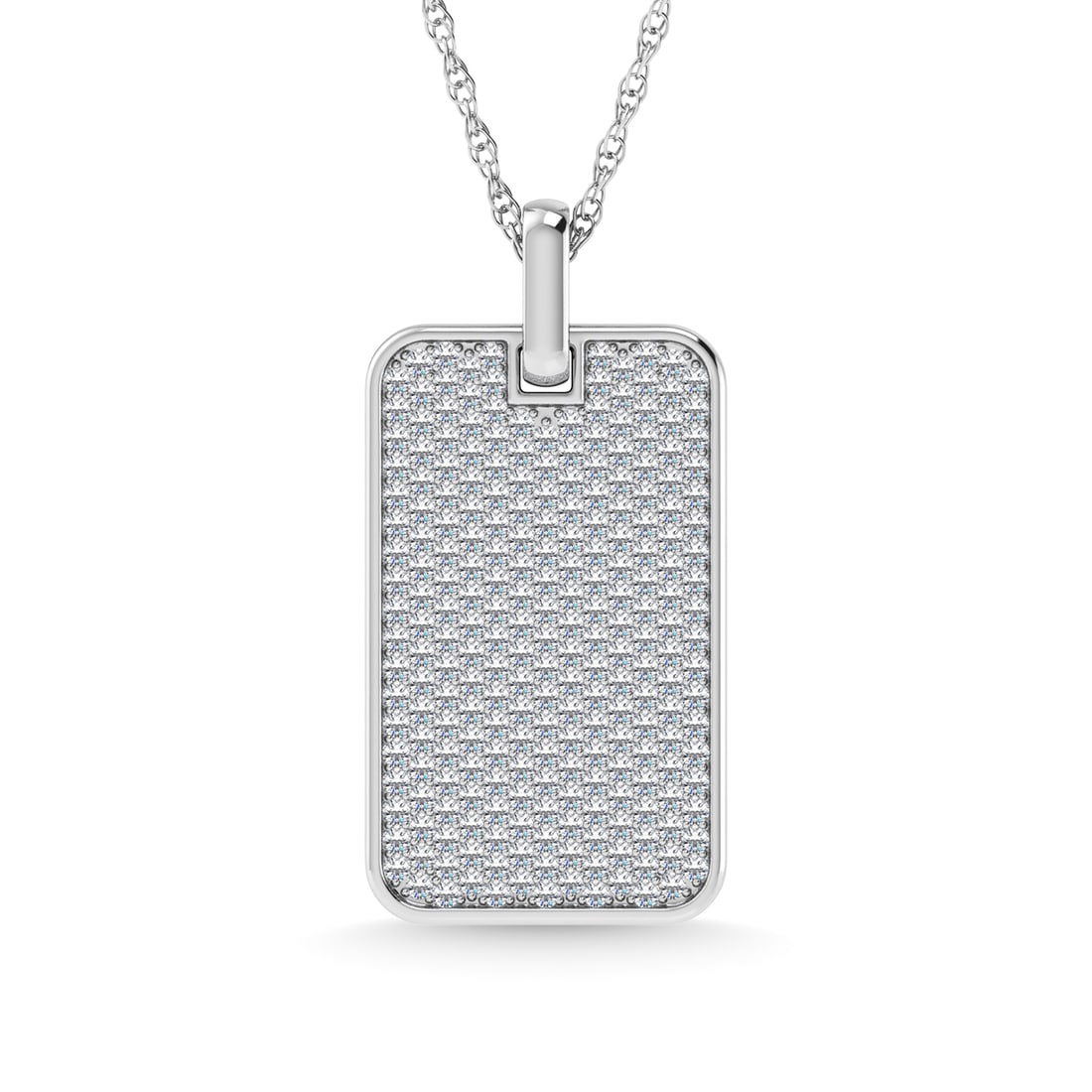 14K White Gold Diamond 1 Ct.Tw. Dog Tag Pendant: 14K White Gold Diamond 1 Ct.Tw. Dog Tag Pendant 14k White Gold Stone Color: G-h Stone Clarity: I1-i2 Unless otherwise specified, pendants that include a chain are paired with our standard 18-inch leng