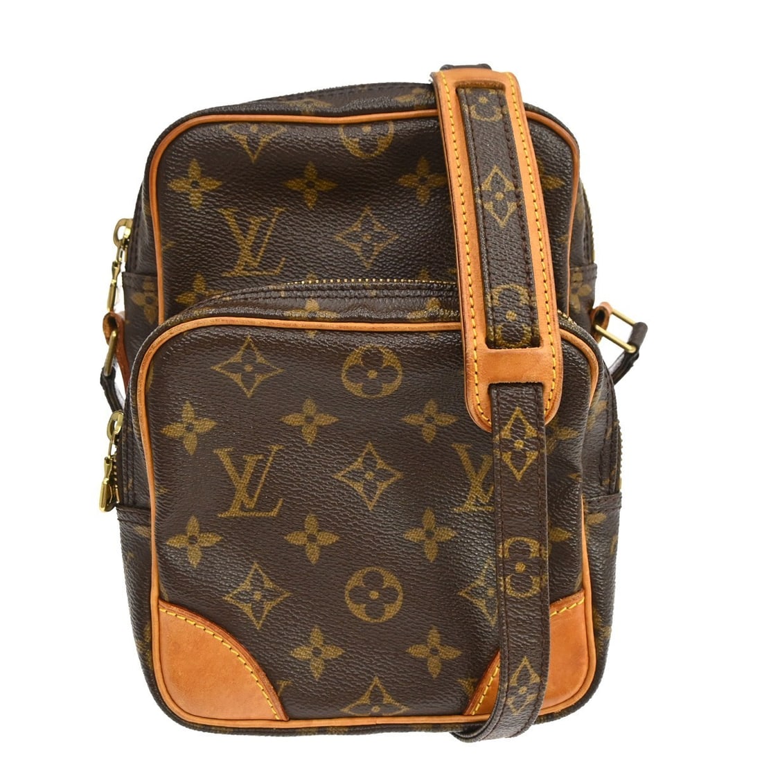 Louis Vuitton Amazone Monogram Crossbody Bag M45236 Brown: Louis Vuitton Amazone Monogram Crossbody Bag M45236 Brown Vintage Louis Vuitton Amazon crossbody shoulder bag in brown Monogram canvas and leather, made in France. It features a zip closure, a crossbo