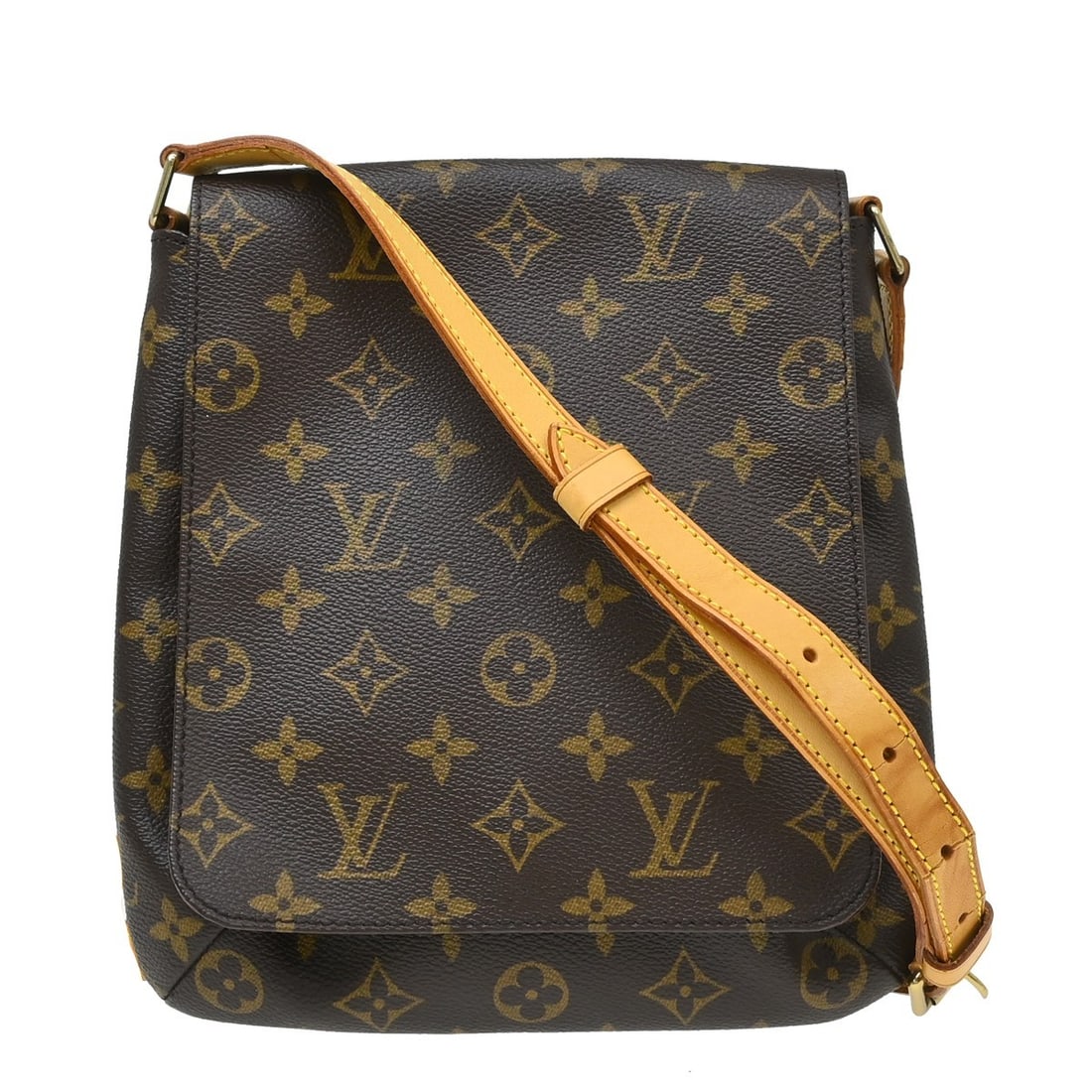 Louis Vuitton Musette Salsa Monogram Shoulder Bag M51387: Louis Vuitton Musette Salsa Monogram Shoulder Bag M51387 Vintage Louis Vuitton Musette Salsa long shoulder bag in brown Monogram canvas with leather trim and an adjustable shoulder strap. This small