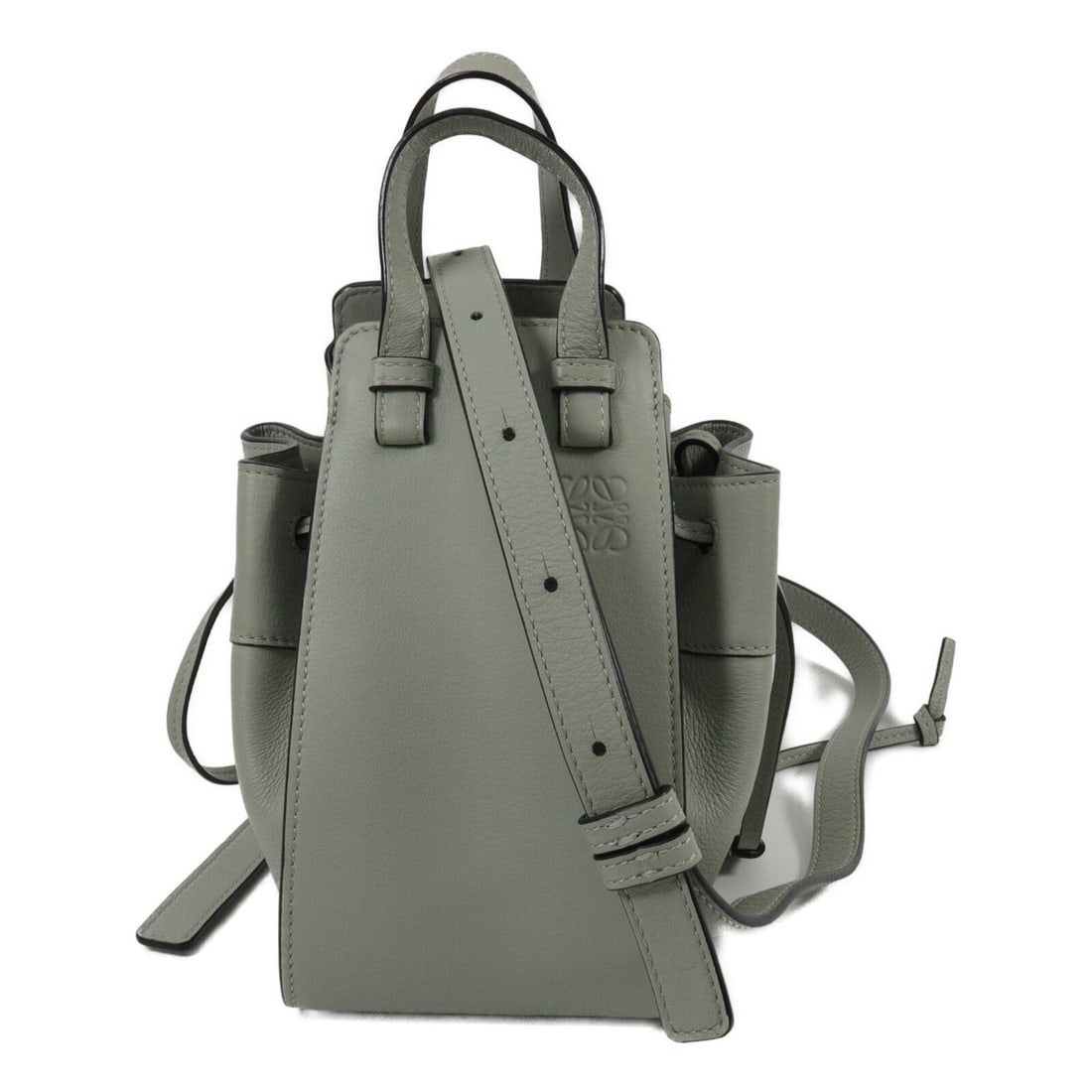 LOEWE Mini Hammock Drawstring Blue Calfskin 2Way Shoulder Bag 314.03.V07: LOEWE Mini Hammock Drawstring Blue Calfskin 2Way Shoulder Bag 314.03.V07 LOEWE Mini Hammock Drawstring 2Way Shoulder Bag in blue calfskin (cowhide), made in Spain. This women's regular-size bag featur