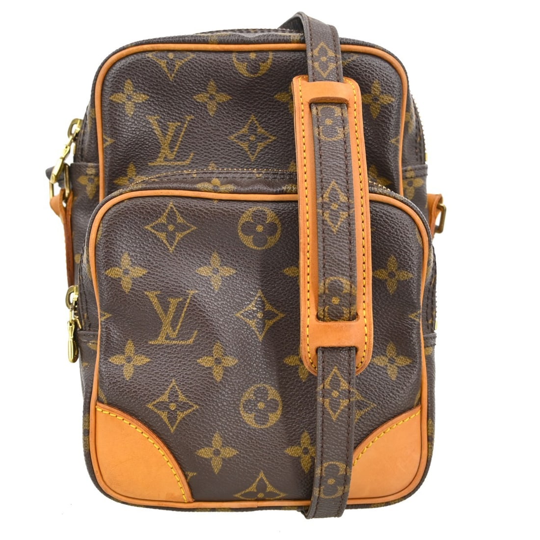 Louis Vuitton Amazone Monogram Crossbody Bag M45236 Brown: Louis Vuitton Amazone Monogram Crossbody Bag M45236 Brown Vintage Louis Vuitton Amazon crossbody shoulder bag in brown Monogram canvas and leather. This medium unisex bag features a zip closure, an ad