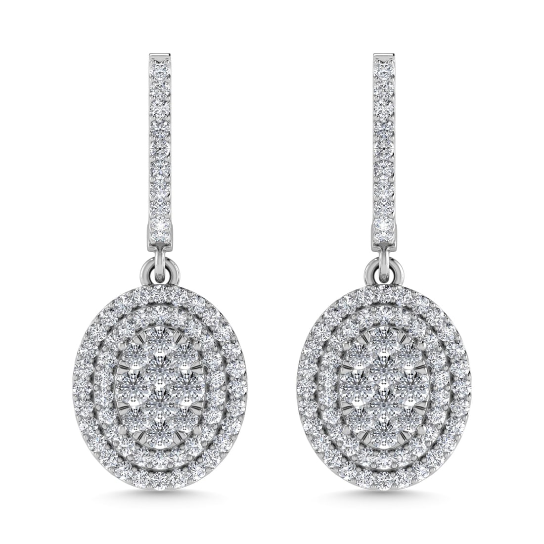 Diamond 1 Ct.Tw. Dangler Earrings in 14K White Gold: Diamond 1 Ct.Tw. Dangler Earrings in 14K White Gold 14k White Gold Stone Color: G-h Stone Clarity: I1 This item may take 2-5 weeks for shipping. PLEASE NOTE: Framed, Large, or heavy items do not have 