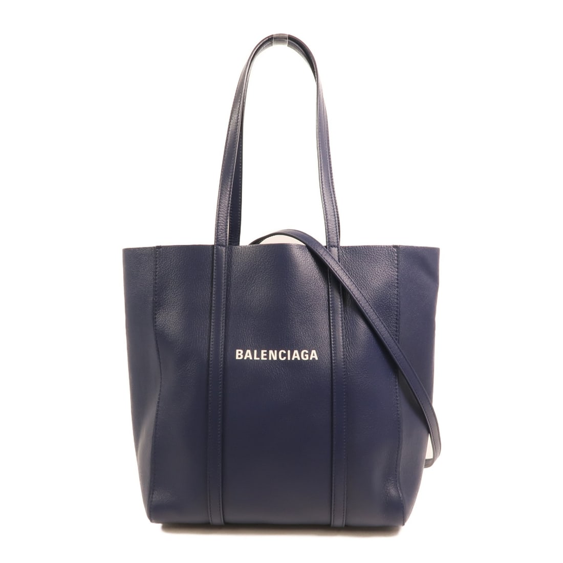 Balenciaga Everyday Tote XS Blue Calfskin 2 Way Shoulder Bag 551810: Balenciaga Everyday Tote XS Blue Calfskin 2 Way Shoulder Bag 551810 A Balenciaga Everyday Tote XS 2 Way Shoulder Bag in blue calfskin leather with a shoulder strap for versatile carrying. The bag feat