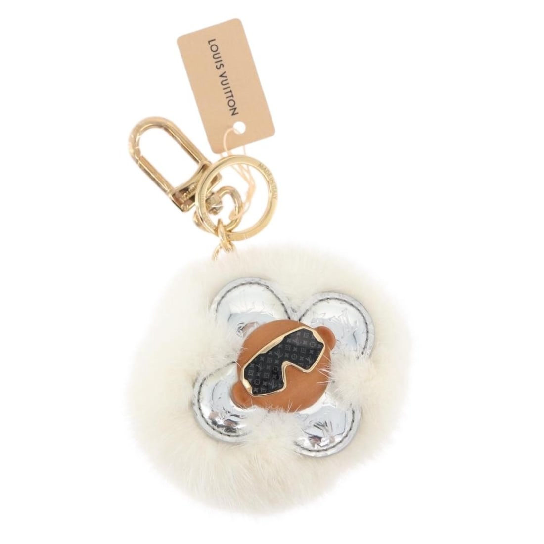 Louis Vuitton M00554 Vivienne Snow White Metal Key Holder: Louis Vuitton M00554 Vivienne Snow White Metal Key Holder Louis Vuitton Porte Cles Snow Vivienne key holder in white and gold-tone metal. This women's key holder is made in Italy and comes only with t