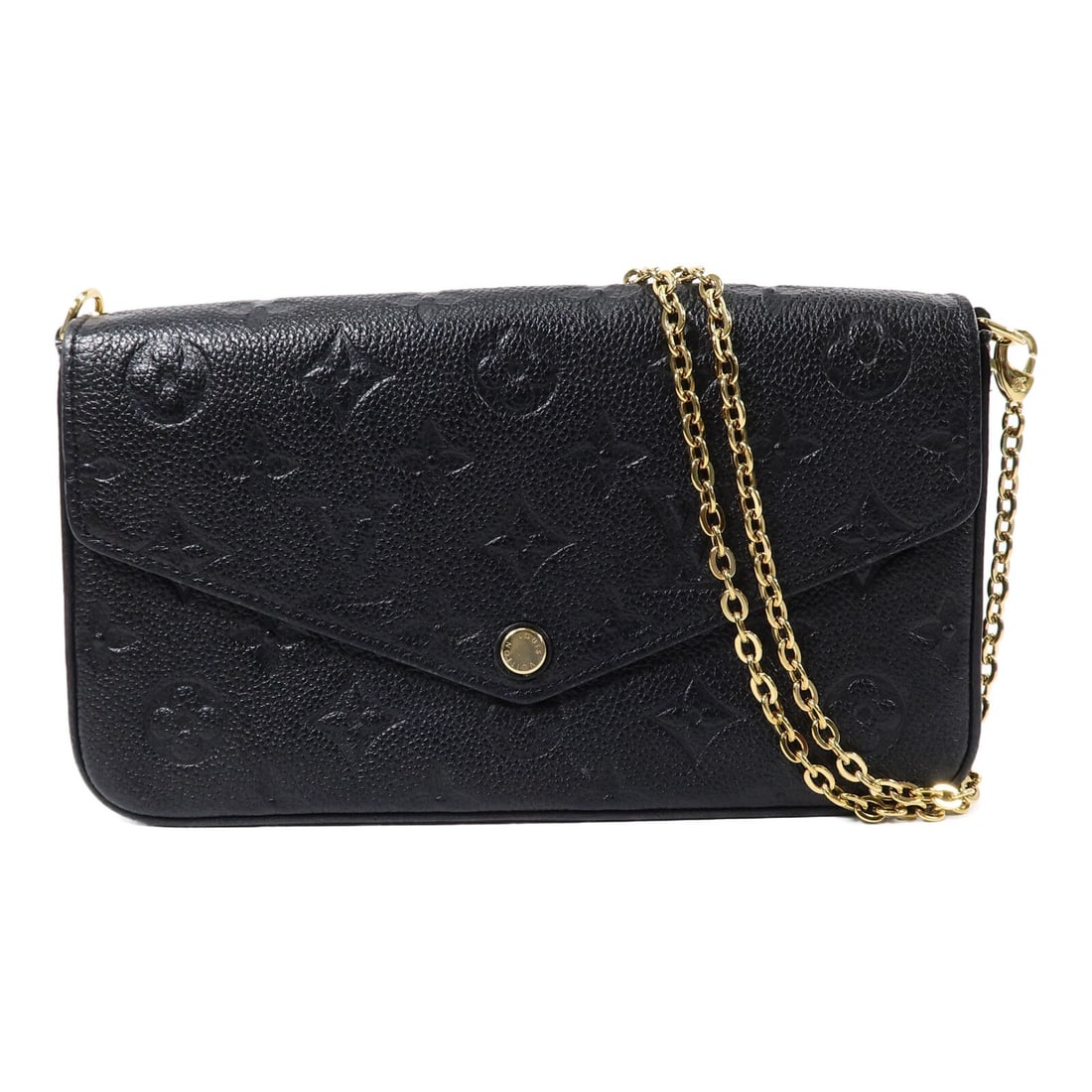 Louis Vuitton M82477 Felicie Pochette Black Monogram Empreinte Bag: Louis Vuitton M82477 Felicie Pochette Black Monogram Empreinte Bag Louis Vuitton Felicie Pochette shoulder bag, model M82477, in BlackxBlack Monogram Empreinte and calfskin (cowhide). It features a ho