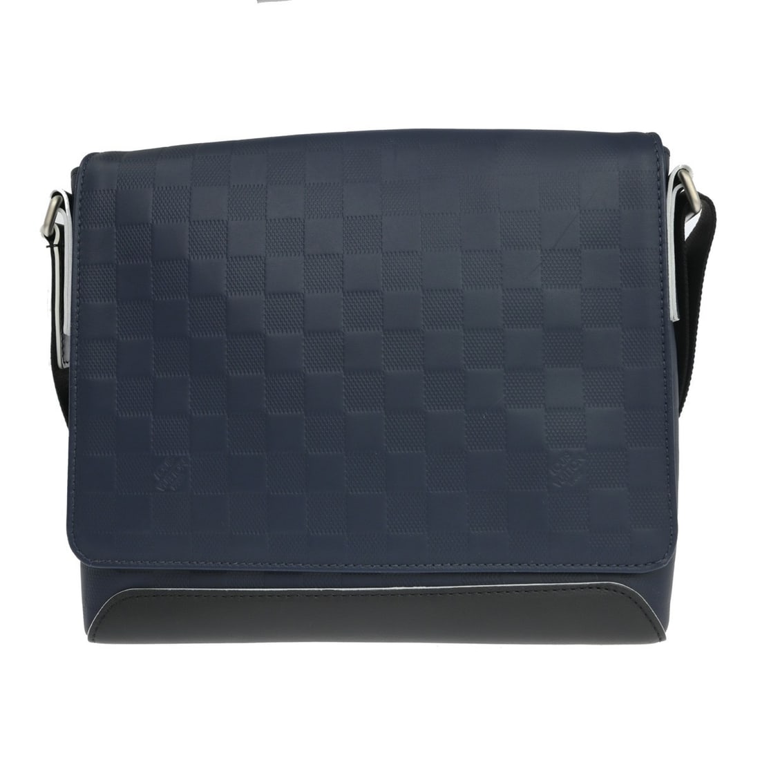 Louis Vuitton District PM Damier Infini Navy Shoulder Bag N41034: Louis Vuitton District PM Damier Infini Navy Shoulder Bag N41034 Louis Vuitton District PM shoulder bag in navy Damier Infini canvas with leather trim. This medium shoulder bag features a magnetic clo