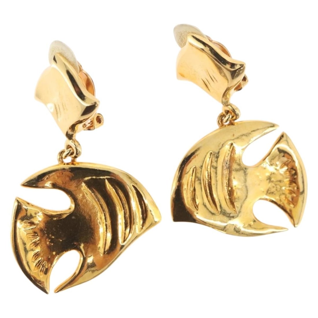 Gold Metal Earring by Saint Laurent for Women Italy: Gold Metal Earring by Saint Laurent for Women Italy These Saint Laurent women's earrings feature a gold-tone metal construction with a stylish design. Made in Italy, they display minor rubbing on the