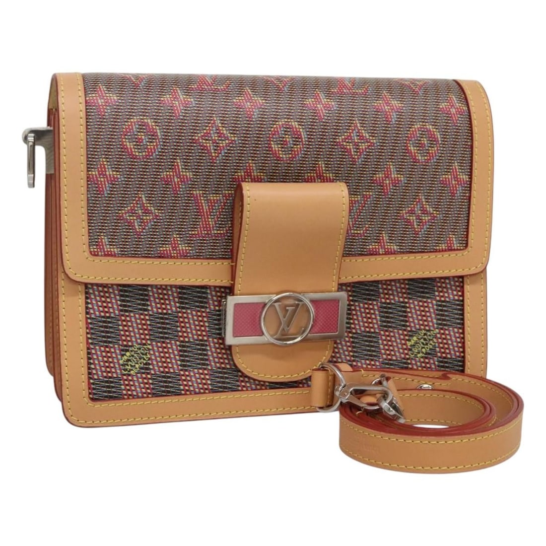 Louis Vuitton M55452 Dauphine MM Red Monogram Canvas Shoulder Bag: Louis Vuitton M55452 Dauphine MM Red Monogram Canvas Shoulder Bag Louis Vuitton Monogram LV Pop Dauphine MM shoulder bag in red monogram canvas, made in Italy. It comes with a dust bag, item box, and 