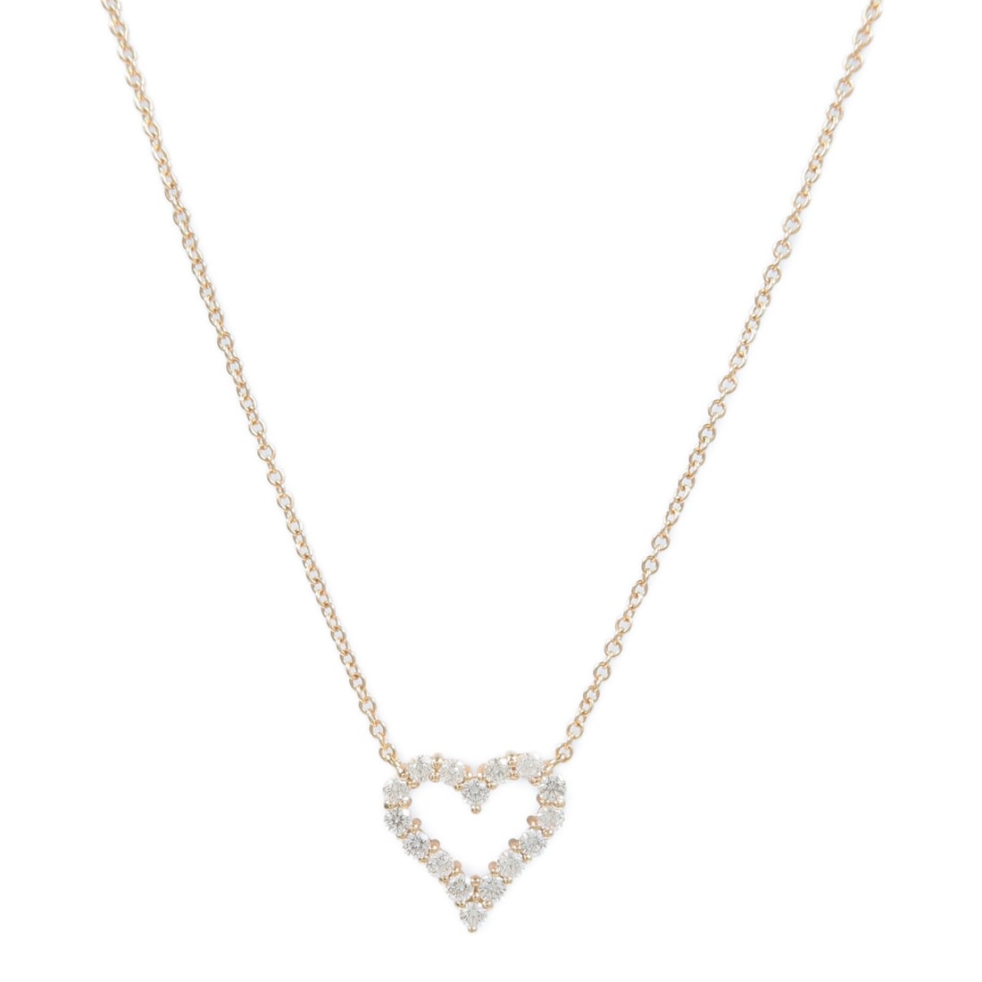 Tiffany Co 18K Rose Gold Heart Pendant Necklace with Diamond: Tiffany Co 18K Rose Gold Heart Pendant Necklace with Diamond Heart diamond pendant necklace in 18K pink gold with diamond accents. The necklace features a heart motif and comes with a case. Condition 