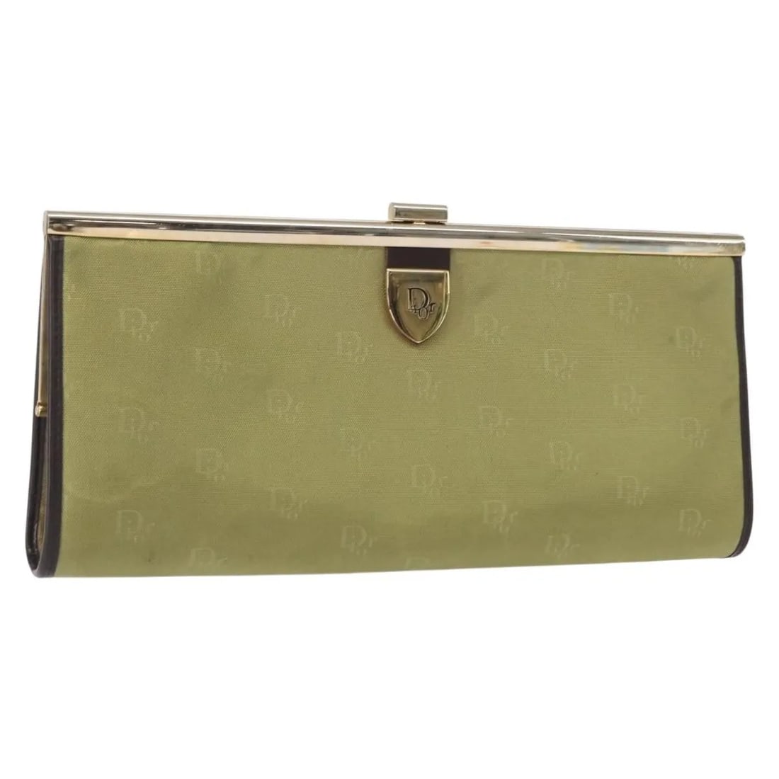 Green Canvas Christian Dior Trotter Clutch Bag 28cm by 14cm: Green Canvas Christian Dior Trotter Clutch Bag 28cm by 14cm This Christian Dior Trotter pouch is crafted from green canvas and designed for women. It features metal fittings and offers a compact size 