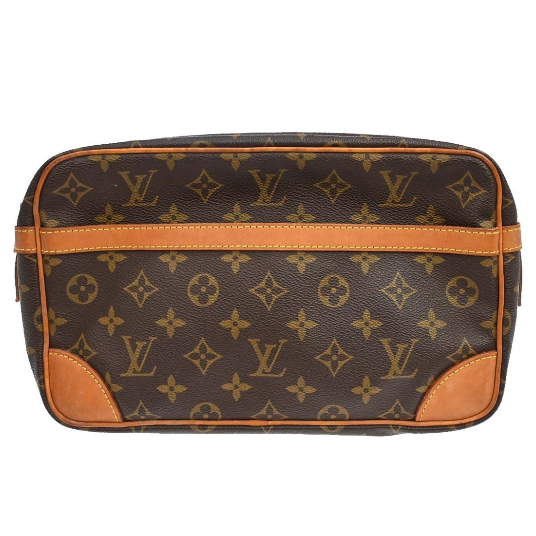Louis Vuitton Compiegne 28 Monogram Clutch Bag M51845 Brown: Louis Vuitton Compiegne 28 Monogram Clutch Bag M51845 Brown Vintage Louis Vuitton Compiegne 28 clutch handbag in Monogram canvas and leather, made in France. It features a zip closure, brown exterior 