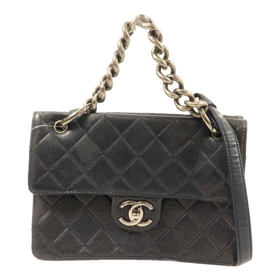 CHANEL A67967 CC Magnetic calfskin 2 way shoulder bag navy: CHANEL A67967 CC Magnetic calfskin 2 way shoulder bag navy A CHANEL CC Magnetic 2 Way Shoulder Bag in navy calfskin leather, model A67967. It features a turn lock closure, one outside zip pocket, one 
