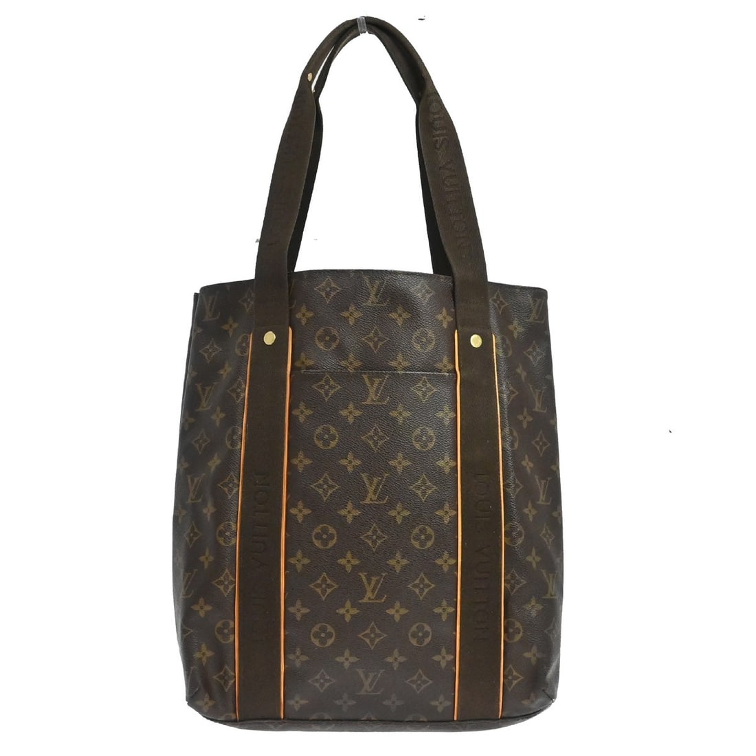 Louis Vuitton Cabas Bobul Monogram Canvas Tote M53013: Louis Vuitton Cabas Bobul Monogram Canvas Tote M53013 Vintage Louis Vuitton Cabas Bobul tote bag in brown monogram canvas with leather trim and double beige handles. This women's medium tote features 