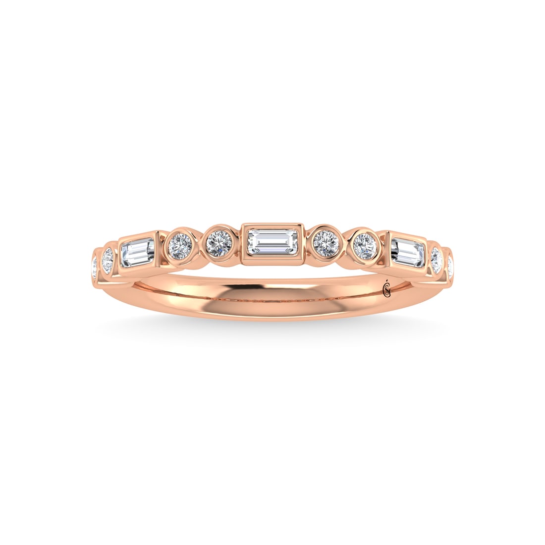 14K Rose Gold Diamond 1/4 Ct.Tw. Stackable Band: 14K Rose Gold Diamond 1/4 Ct.Tw. Stackable Band 14k Rose Gold Stone Color: G-h Stone Clarity: Si3-i1 / I1-i2 Each ring is presented in standard size 6.5. Complimentary resizing is available between si
