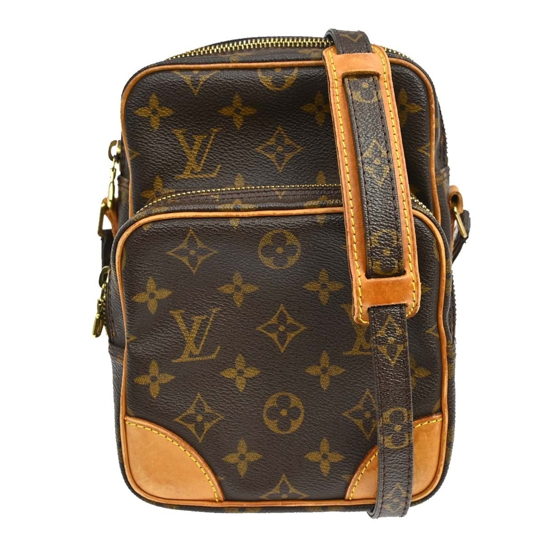 Louis Vuitton Amazone Monogram Canvas Crossbody Bag M45236: Louis Vuitton Amazone Monogram Canvas Crossbody Bag M45236 Vintage Louis Vuitton Amazon crossbody shoulder bag in brown Monogram canvas and leather, made in France. It features a zip closure, crossbod