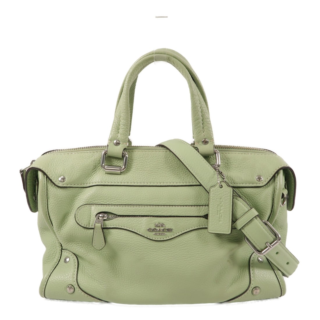 Coach Millie CE633 Green Calfskin Satchel 2 Way Shoulder Bag: Coach Millie CE633 Green Calfskin Satchel 2 Way Shoulder Bag The COACH SHW Millie Satchel is a 2-way shoulder bag made from calfskin (cowhide) leather in green. It features a satchel design with a han