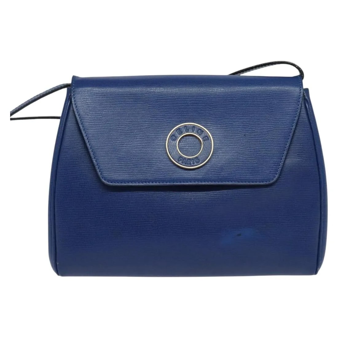 Celine Vintage Circle Logo Blue Leather Crossbody Bag: Celine Vintage Circle Logo Blue Leather Crossbody Bag This Celine Vintage Circle Logo Crossbody Bag is crafted from blue leather and features the iconic circle logo design. Designed for women, the bag