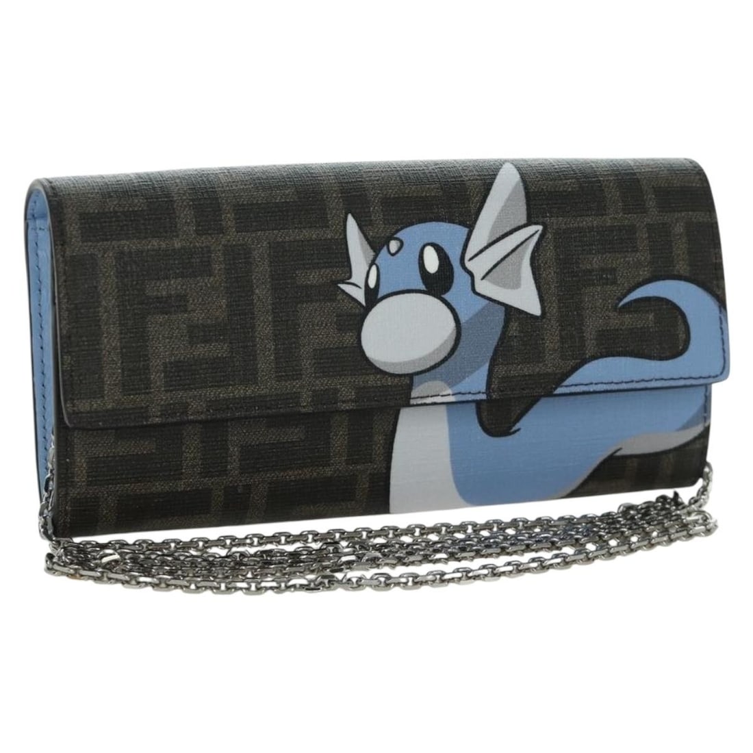 Fendi FRGMT Pokemon Ryu Zucca Canvas Mini Shoulder Wallet Bag: Fendi FRGMT Pokemon Ryu Zucca Canvas Mini Shoulder Wallet Bag FENDI x FRGMT x POKEMON shoulder wallet in brown and black Zucca canvas. This mini style measures approximately W19cm x H9cm x D2.5cm, wit