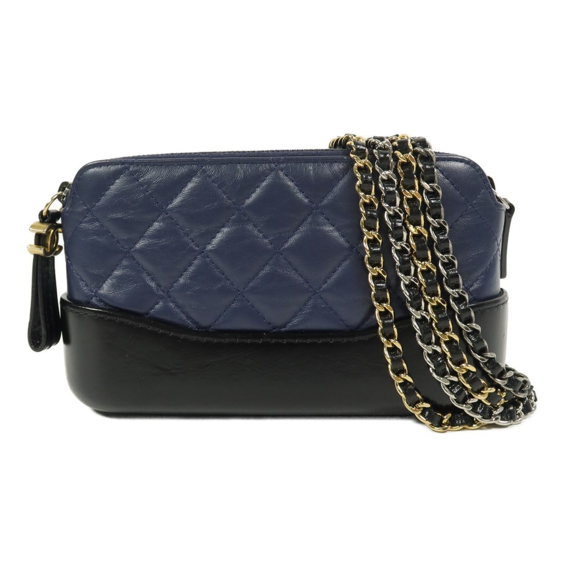 Chanel Gabrielle WOC Blue Calfskin Shoulder Bag with Silver Tone CC: Chanel Gabrielle WOC Blue Calfskin Shoulder Bag with Silver Tone CC CHANEL Gabrielle Wallet On Chain shoulder bag in blue calfskin leather with CC SHW detailing. It features a blue x blue colorway, a 