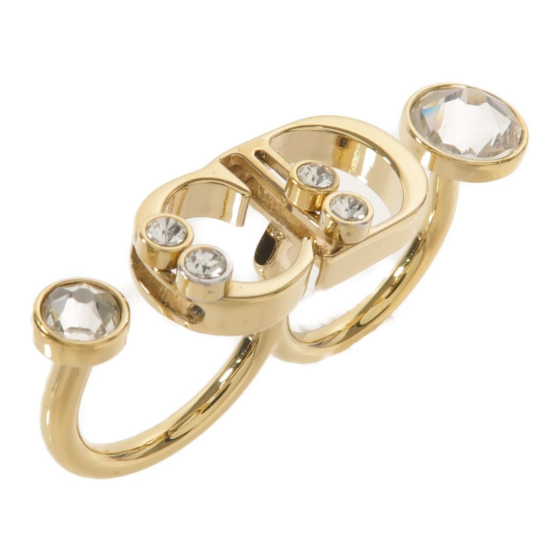 Dior CD Gold Tone Metal Ring Size 6 with Box: Dior CD Gold Tone Metal Ring Size 6 with Box A Christian Dior ring in gold-tone metal, sized US 6. The design features the CD motif and is described as very good condition. Accessories include a stora