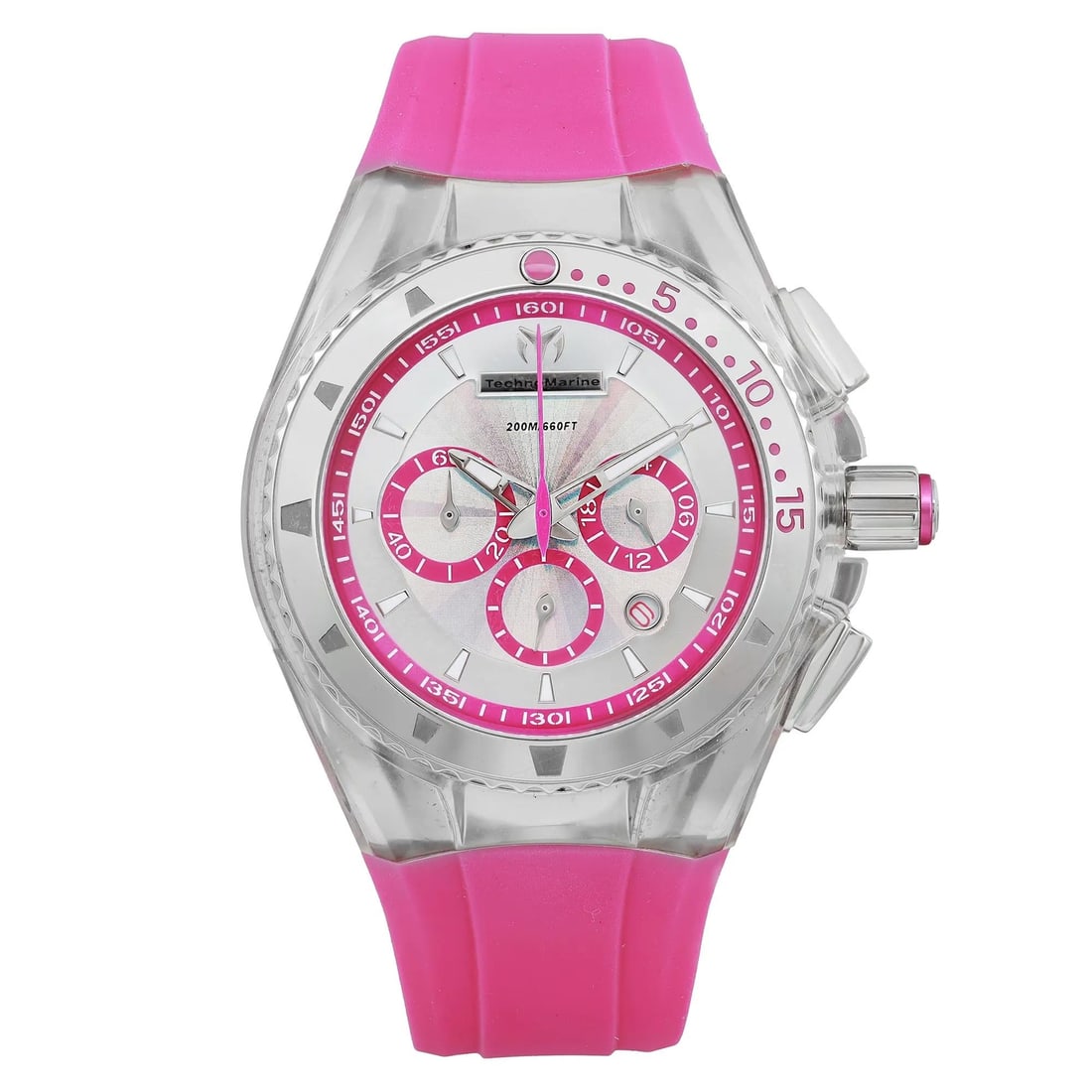 TechnoMarine Cruise Lipstick Fuchsia 40mm Ladies Watch Gray Dial Pink Rubber Band (1 of 4)