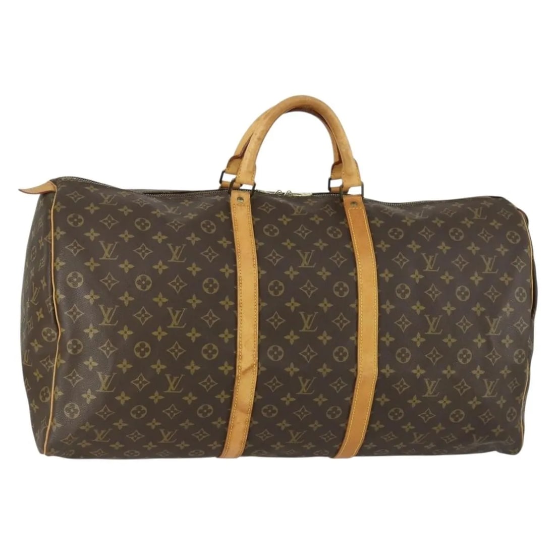 Keepall Monogram Canvas Travel Bag by Louis Vuitton 60cm: Keepall Monogram Canvas Travel Bag by Louis Vuitton 60cm Louis Vuitton Keepall Bag in classic monogram canvas designed for unisex use. This spacious travel bag features brown canvas material with leat