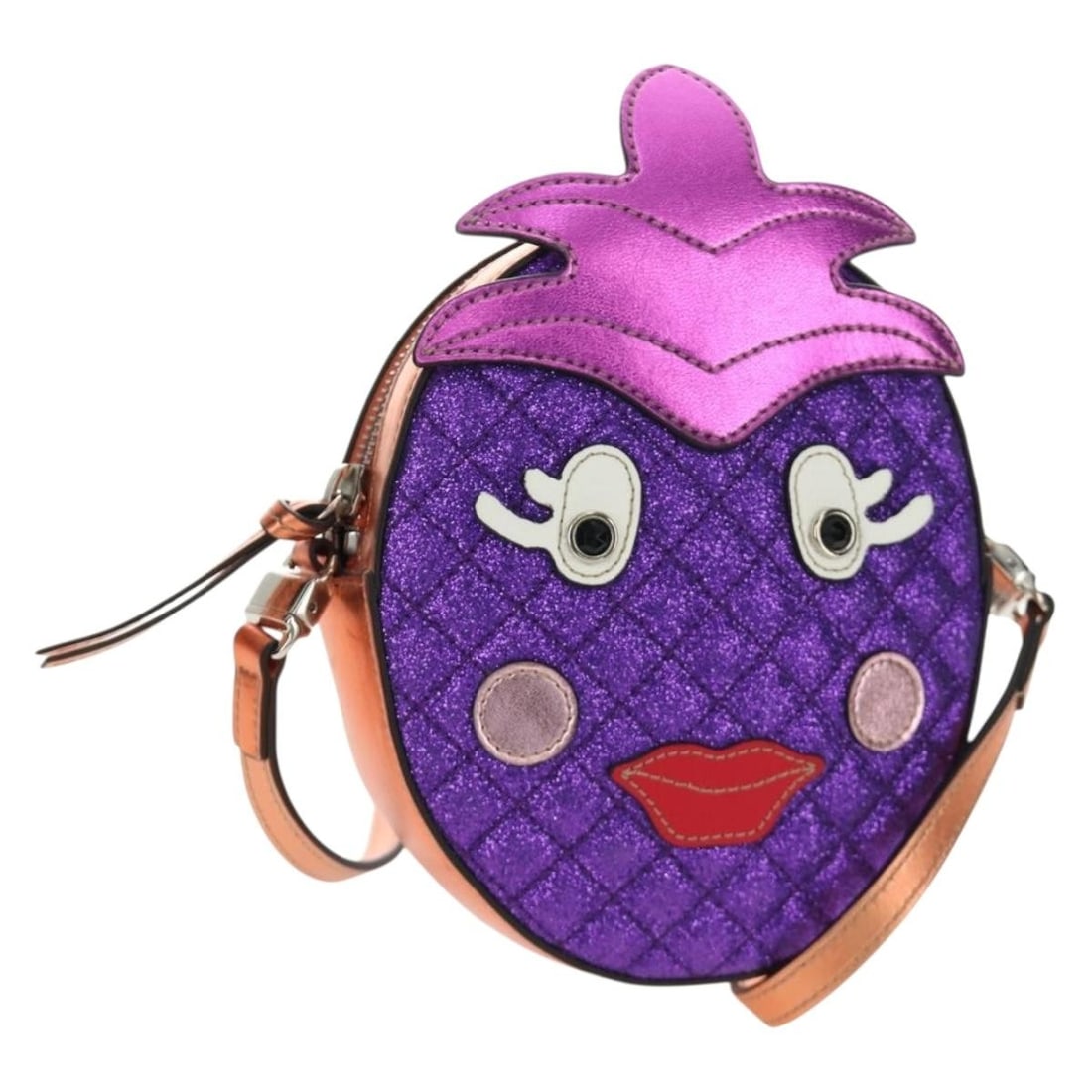 GUCCI Pineapple Leather Shoulder Bag Purple Silver Italy: GUCCI Pineapple Leather Shoulder Bag Purple Silver Italy A Gucci shoulder bag in purple and silver leather, made in Italy. It comes with a dust bag and features a strap drop of approximately 15.7 inch