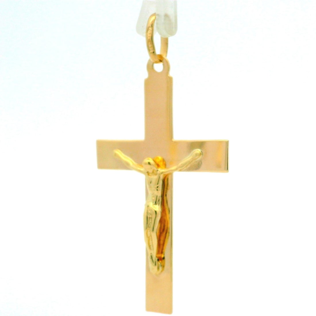 Estate 18k Yellow Gold Squared Polished Cross Pendant: Estate 18k Yellow Gold Squared Polished Cross Pendant This stunning Estate Men's Cross Crucifix Pendant is crafted from solid 18k yellow gold, showcasing a polished squared design that exudes elegance