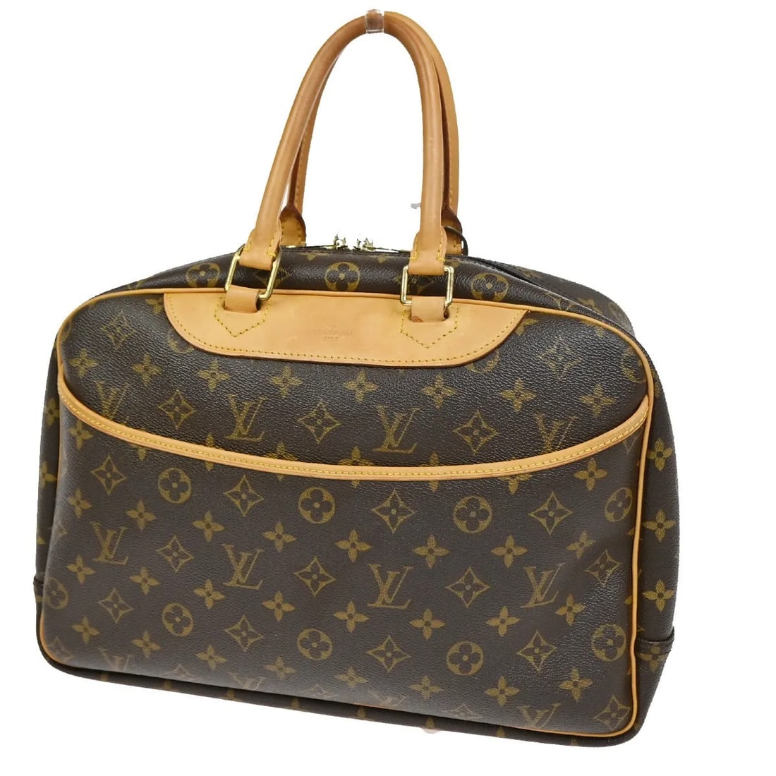 Louis Vuitton Deauville Brown Canvas Handbag: Louis Vuitton Deauville Brown Canvas Handbag This Louis Vuitton Deauville handbag features the iconic Monogram canvas in a classic brown color. Designed for women, it offers a spacious interior and du